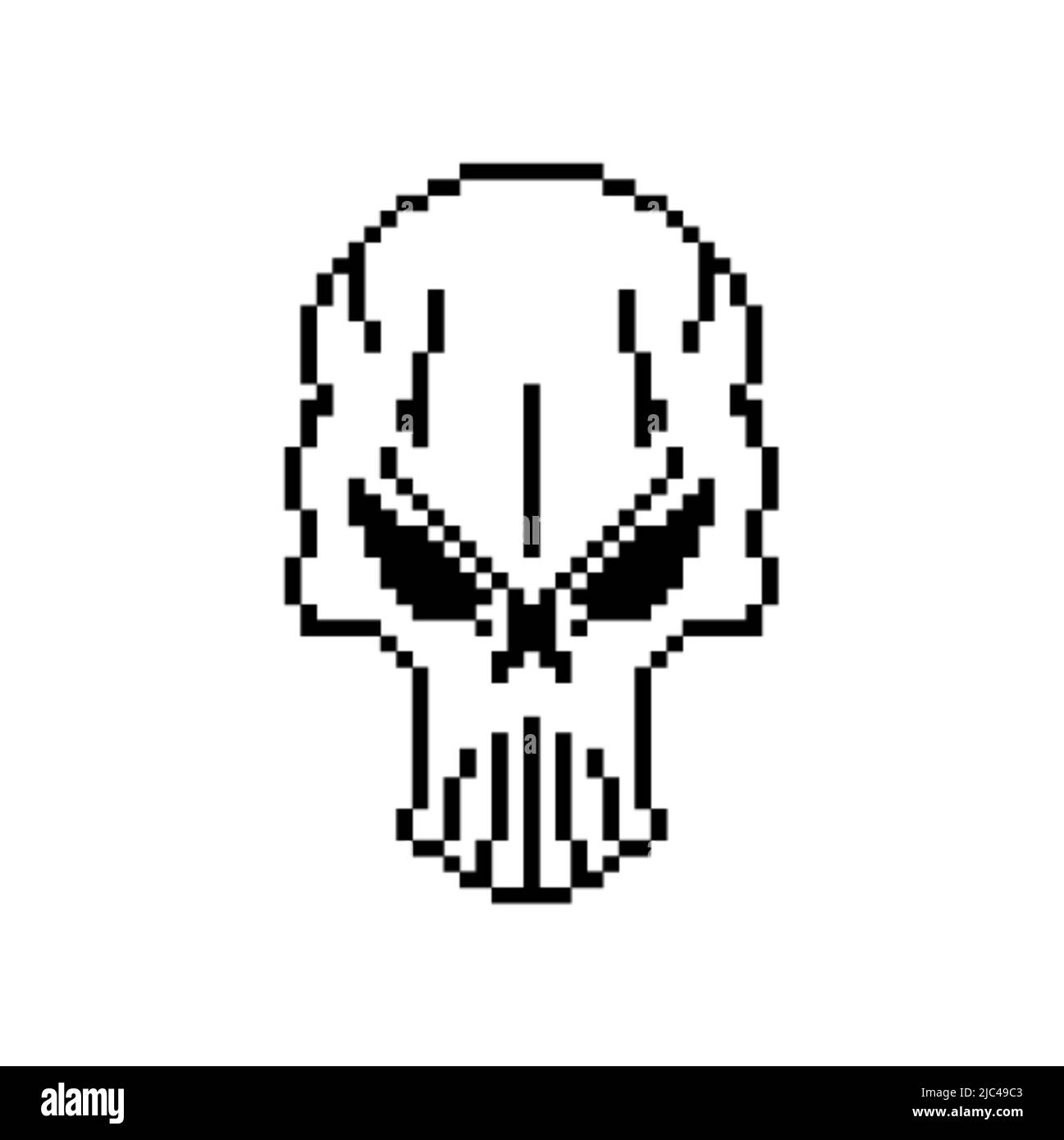 Scary skull pixel art. 8 bit skeleton head. pixelated Vector illustration Stock Vector