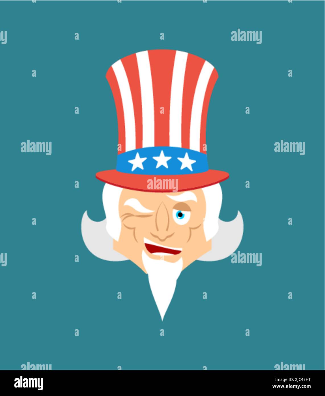 Uncle Sam winks. Man happy emoji. Uncle Sam Vector illustration Stock Vector
