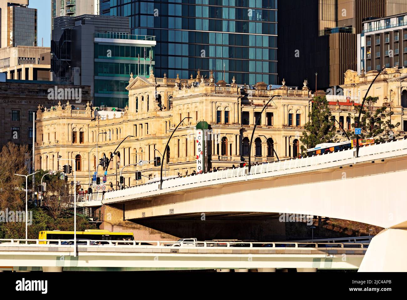 Brisbane Australia /  The Treasury Casino and Victoria Bridge Brisbane Queensland. Stock Photo