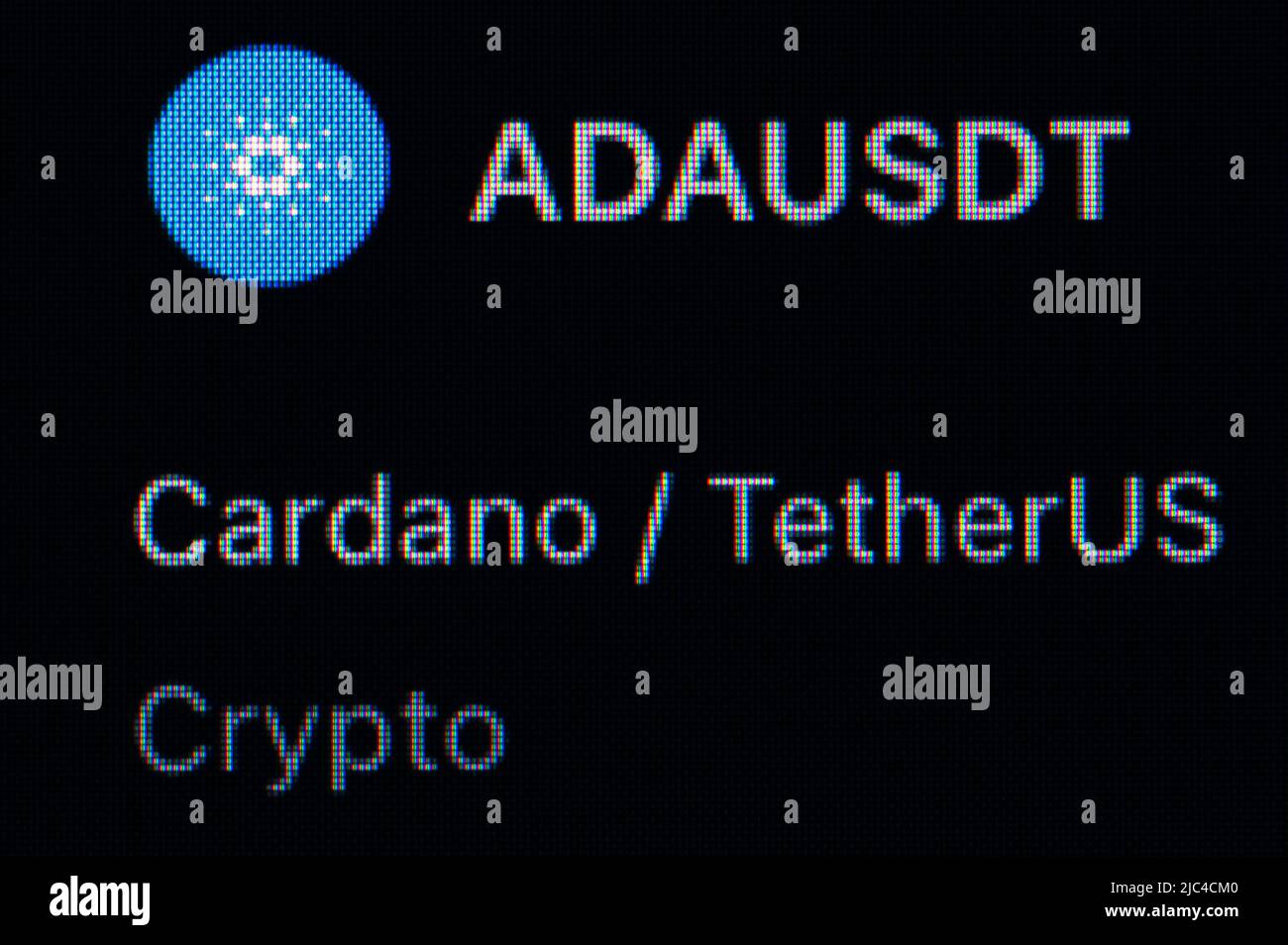 Rottweil, Germany. 09th June, 2022. The logo of Cardano and the lettering  ADAUSDT can be seen on a trading platform. Credit: Silas Stein/dpa/Alamy  Live News Stock Photo - Alamy