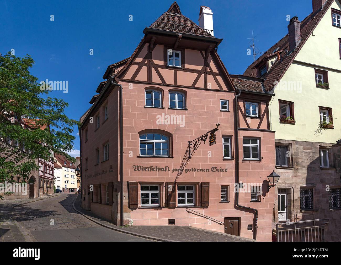 Historic inn Zum goldenen Vulture, total renovation by the Altstadtfreunde Nuernberg, Geiersberg 11, Nuremberg, Middle Franconia, Bavaria, Germany Stock Photo