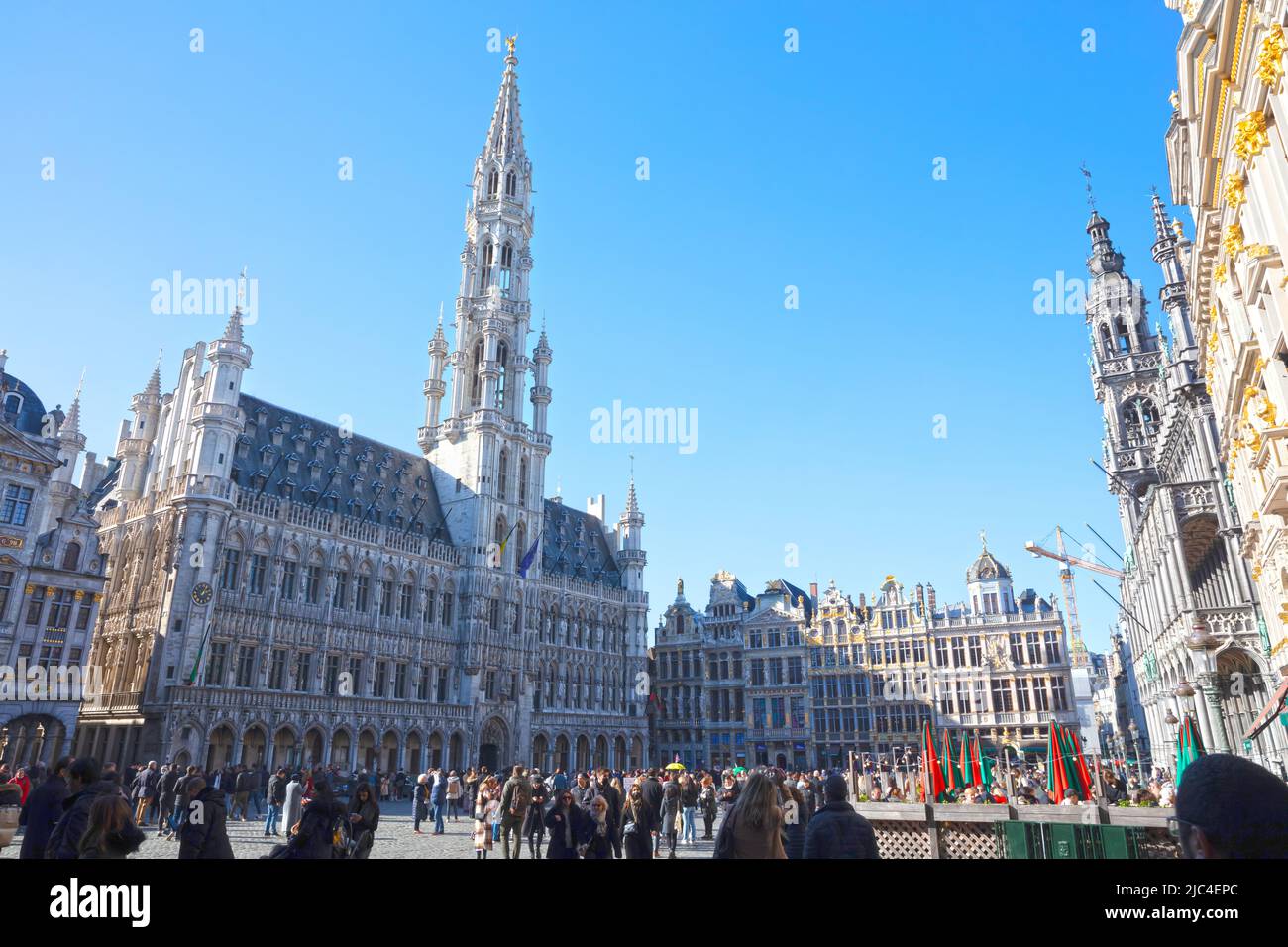 Brussels, Belgium on Februari 26, 2022 - Famous building: Maison du Roi (The King s House or Het Broodhuis) in Brussels, Belgium. Located on Grote Mar Stock Photo