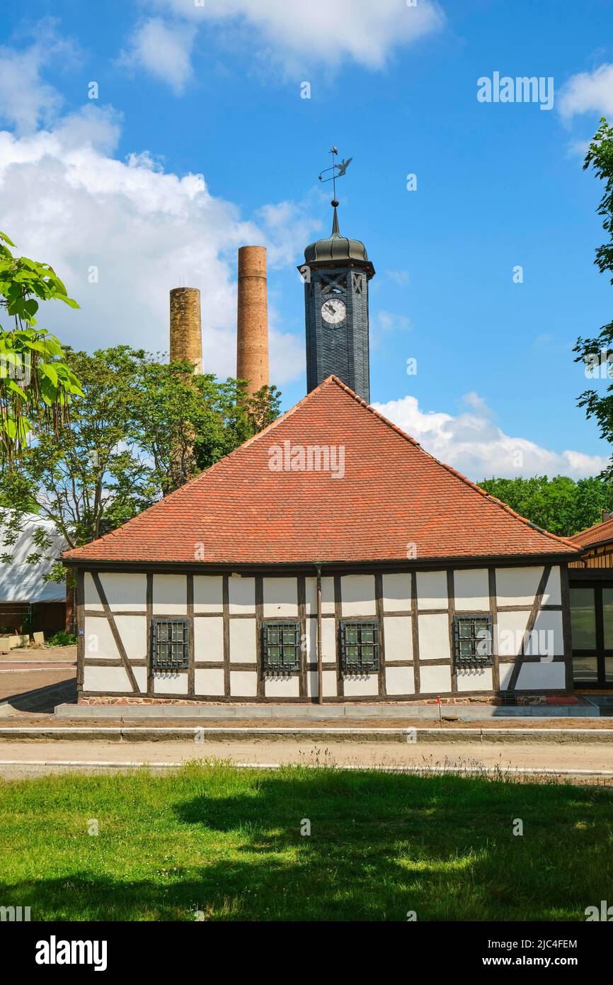 29 June 2023, Saxony-Anhalt, Halle (Saale): View of the renovated South  Boiling Hall (l) of the Salt Museum. After three and a half years of  reconstruction and renovation, the Technical Halloren- und