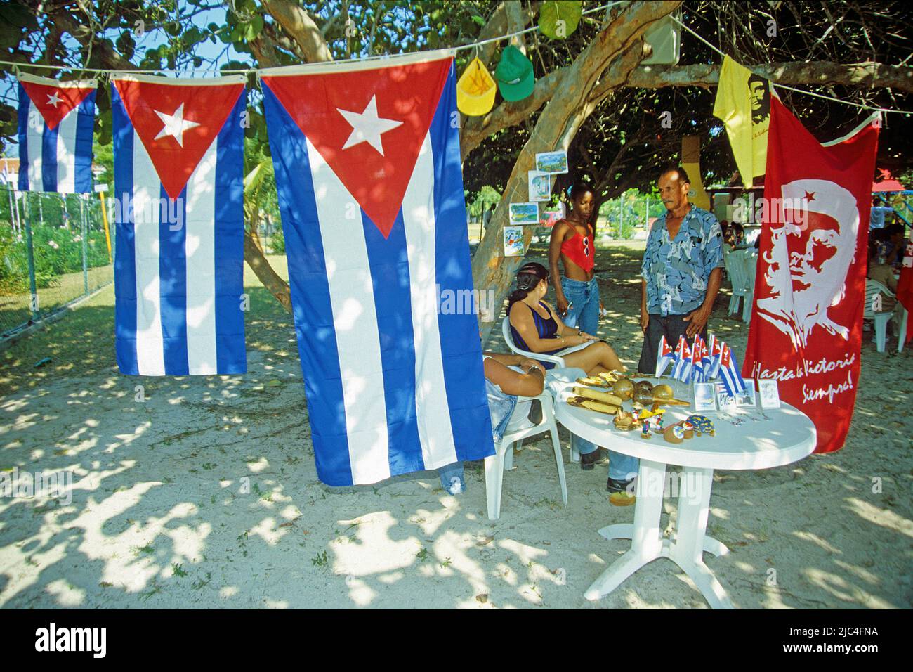 Fiesta, decorated with national flags, St. Lucia, Cuba, Caribbean Stock Photo