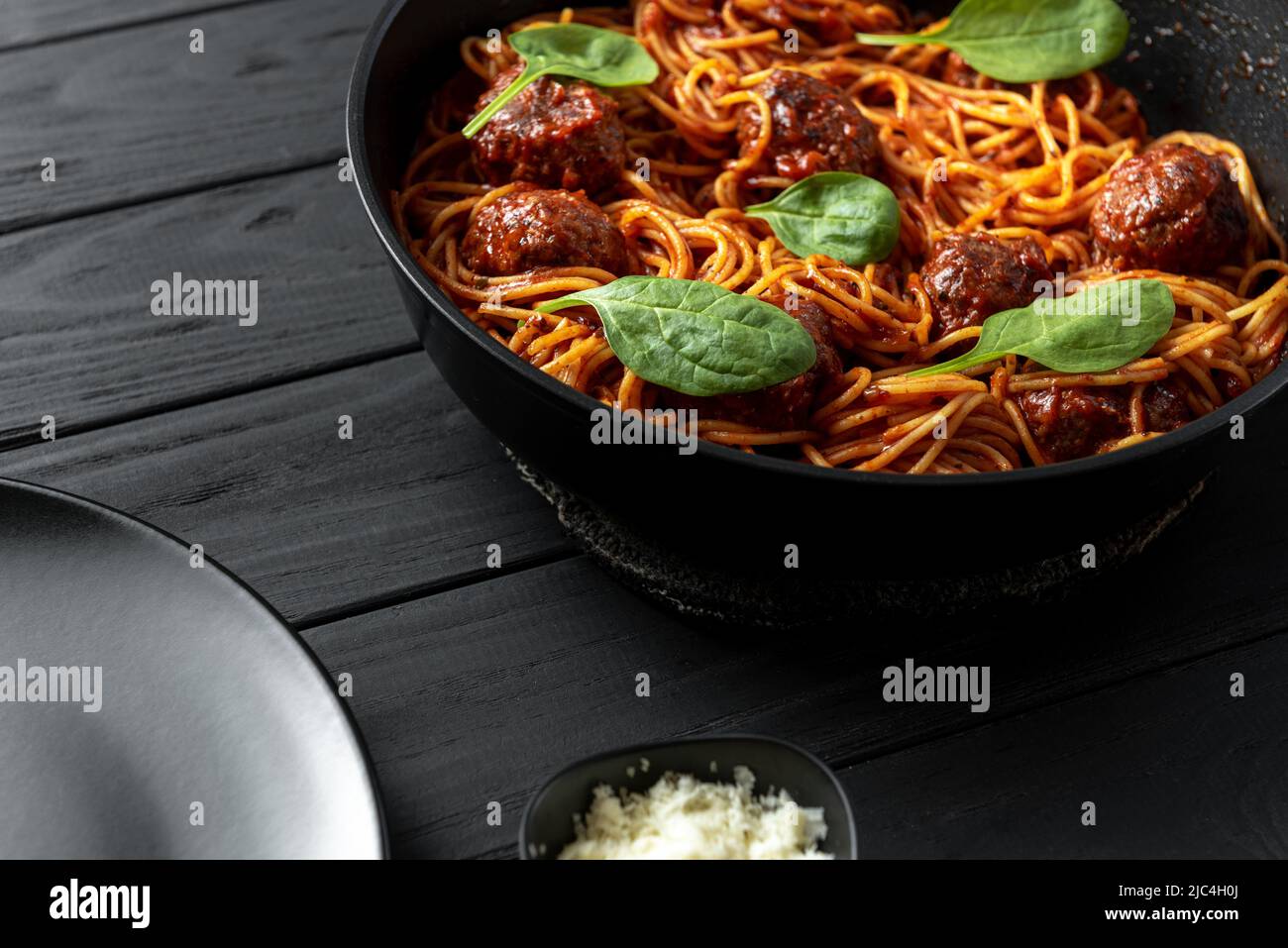 Classic Italian spaghetti with meat and basil Stock Photo Alamy