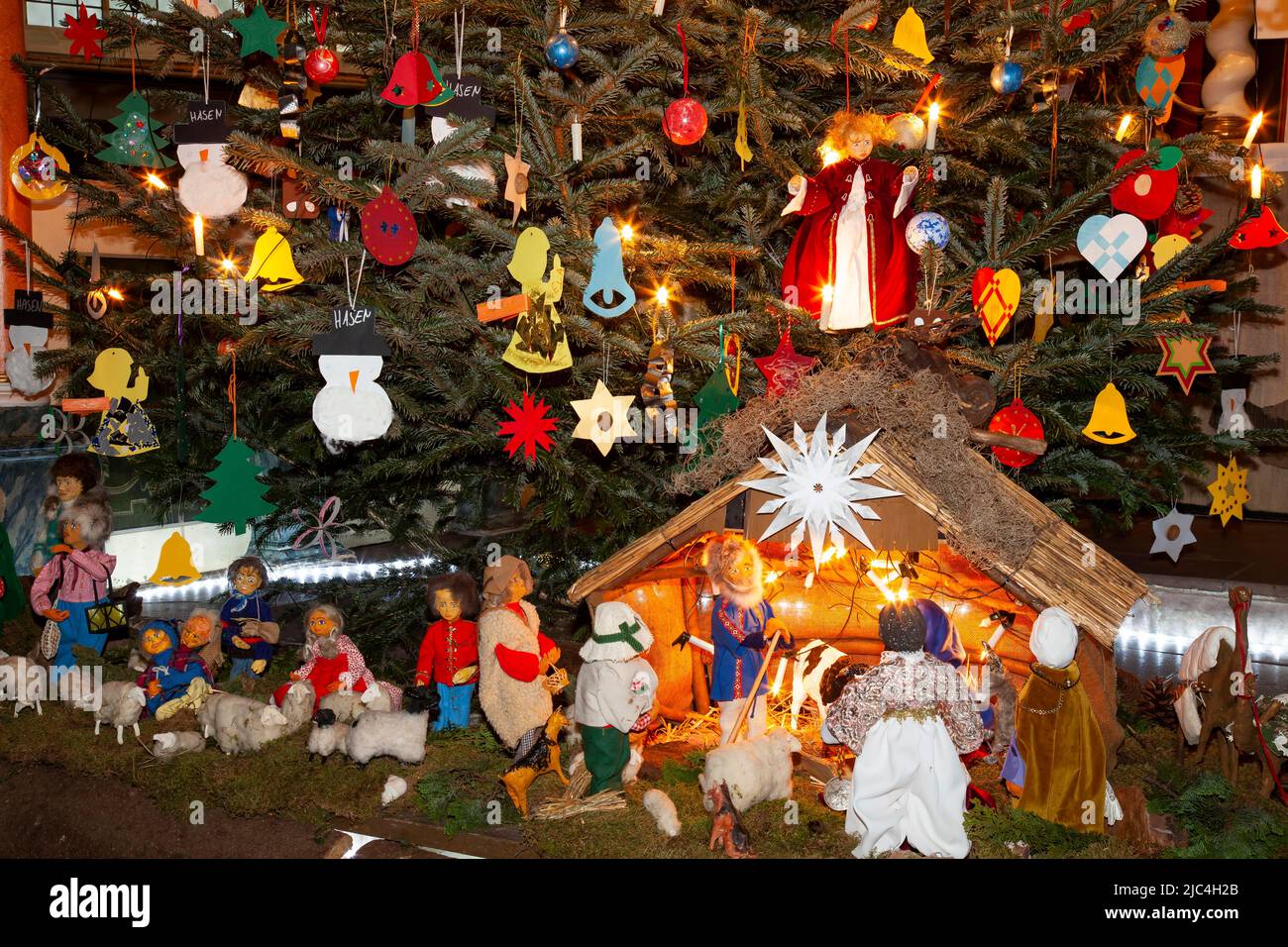 Crib in a Church, Christmas Market, Hamburg, Germany Stock Photo Alamy