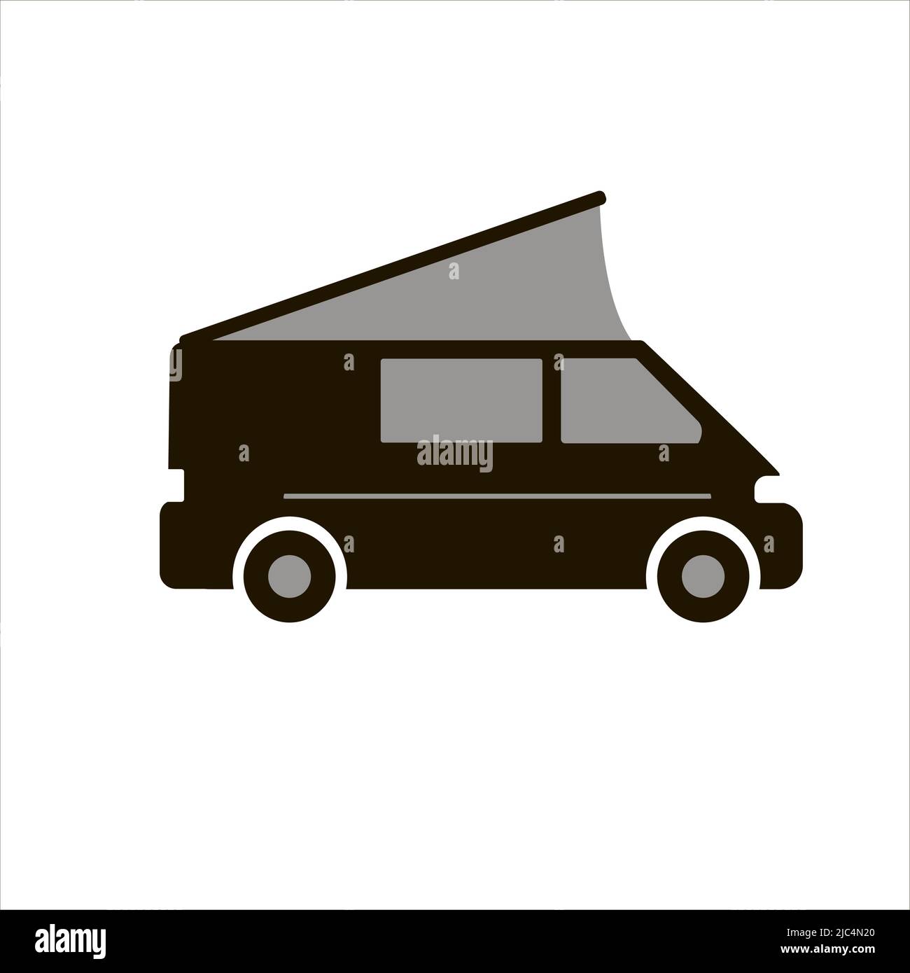 Camper van on white background. Vector illustration. Stock Vector