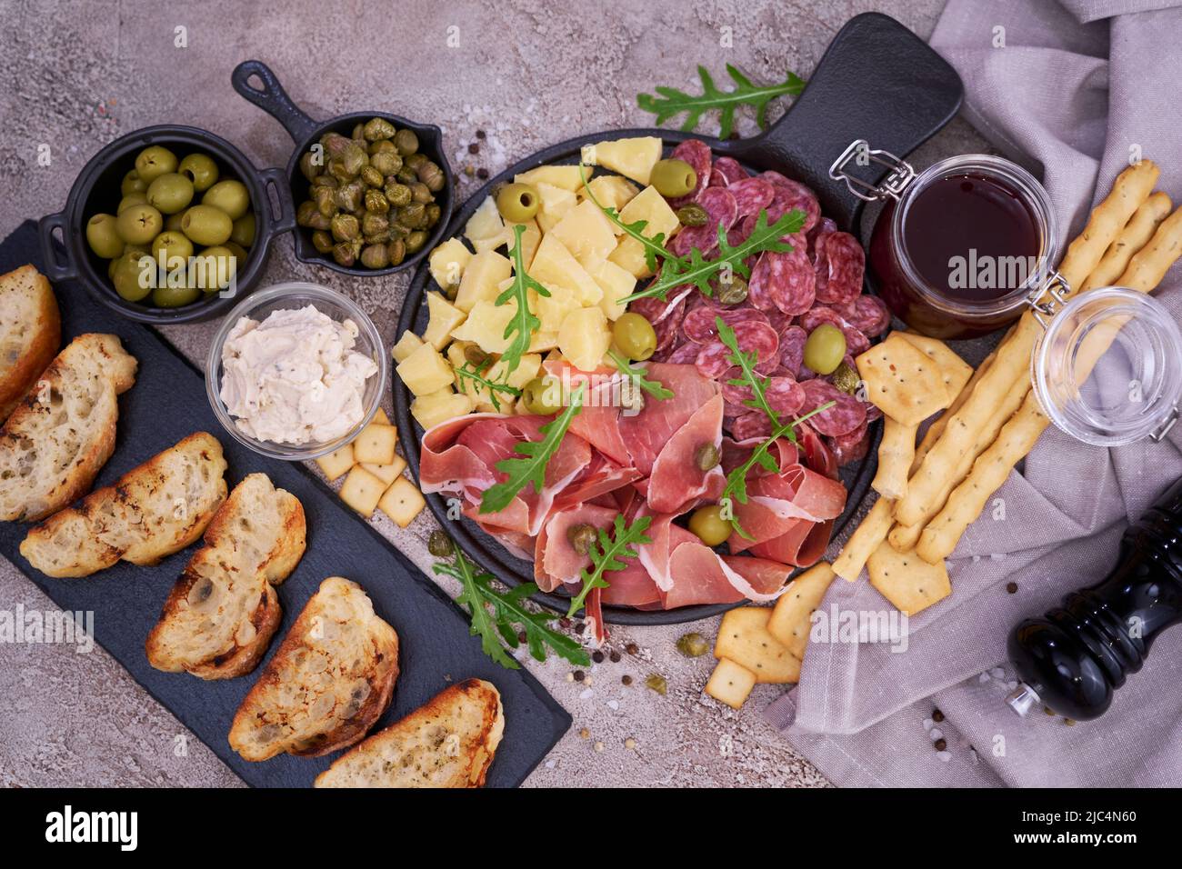 Italian antipasto meat platter prosciutto ham, bresaola, salami and parmesan Stock Photo Alamy