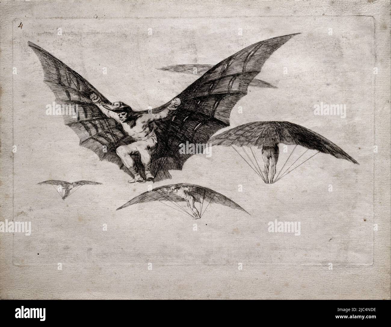 A Way of Flying. Date/Period: 1815 - 1819. Print. Height: 246 mm (9.68 in); Width: 357 mm (14.05 in). Author: FRANCISCO DE GOYA Y LUCIENTES. Stock Photo