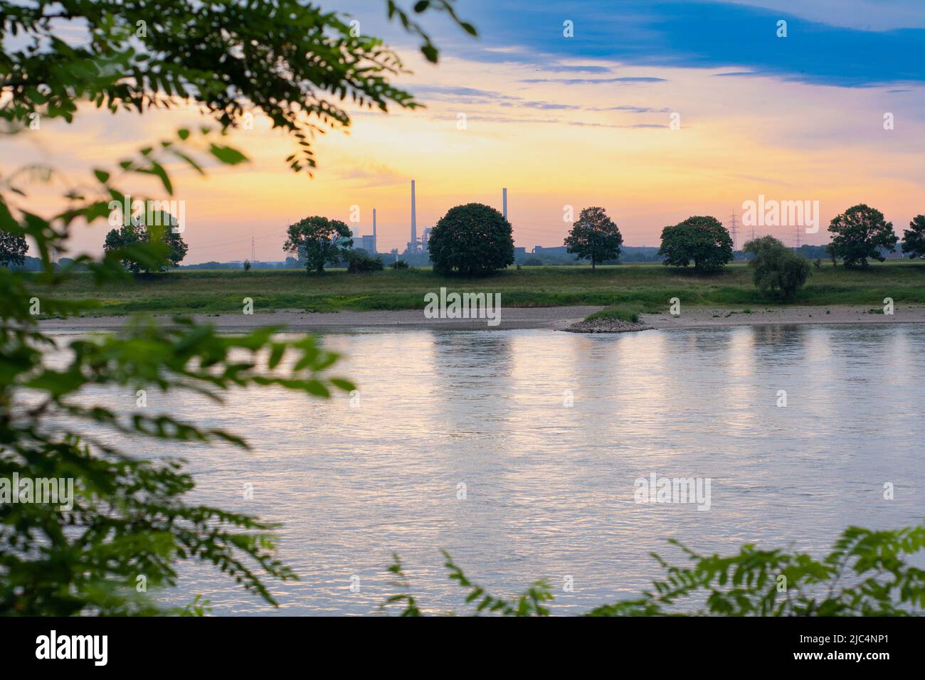 Rhine River Uerdingen Stock Photo