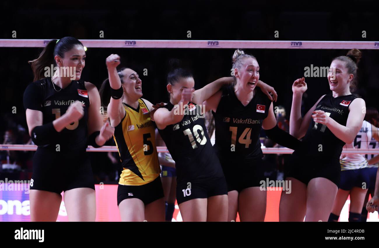 ANKARA, TURKEY DECEMBER 19, 2021 Vakifbank players celebrating to