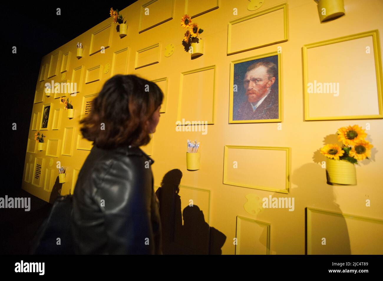 People take part in the immersive exhibition of Vincent Van Gogh's 'Beyond Van Gogh' experience that gathers his most important pieces of art, in Bogo Stock Photo