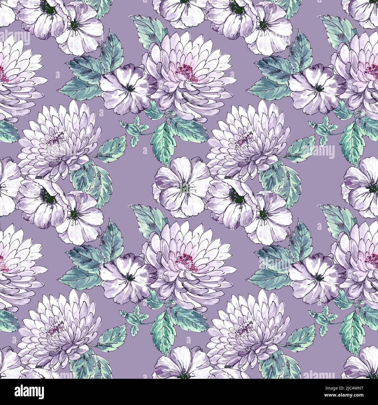 Retro flower pattern hi-res stock photography and images - Alamy