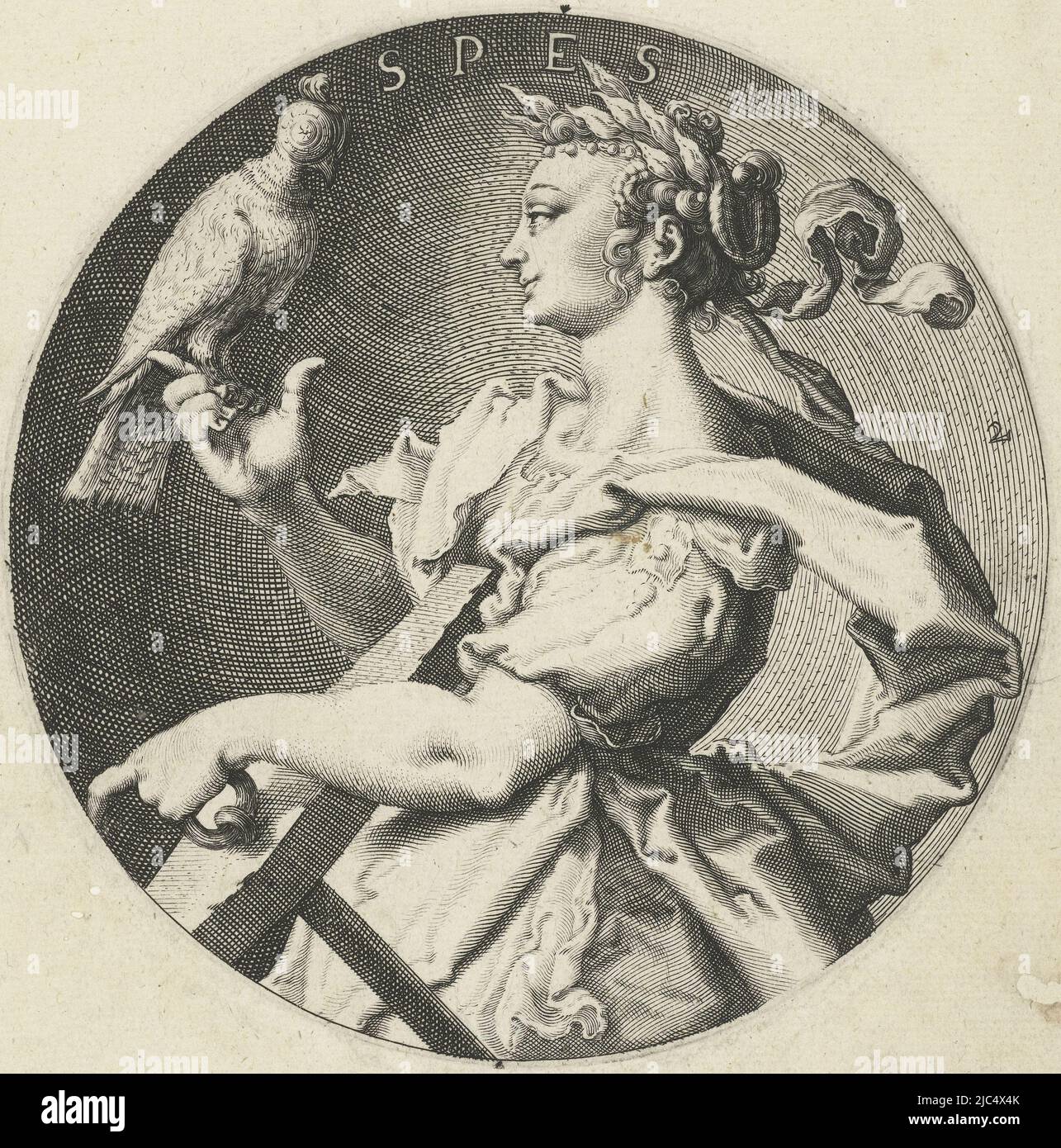 Hope, in the guise of a woman holding an anchor in her left hand and a ...