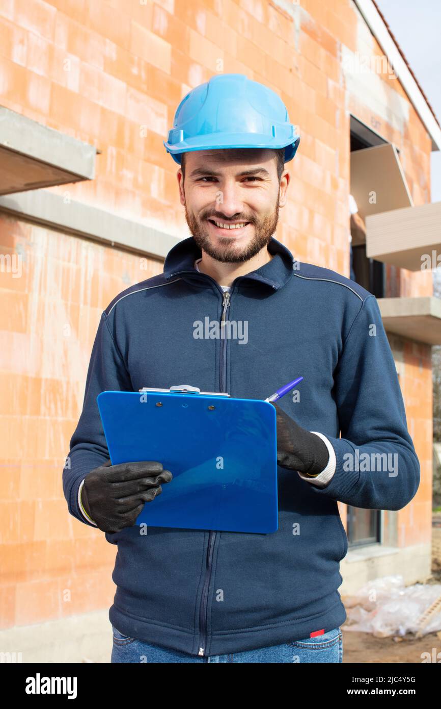inspector checking the building site Stock Photo