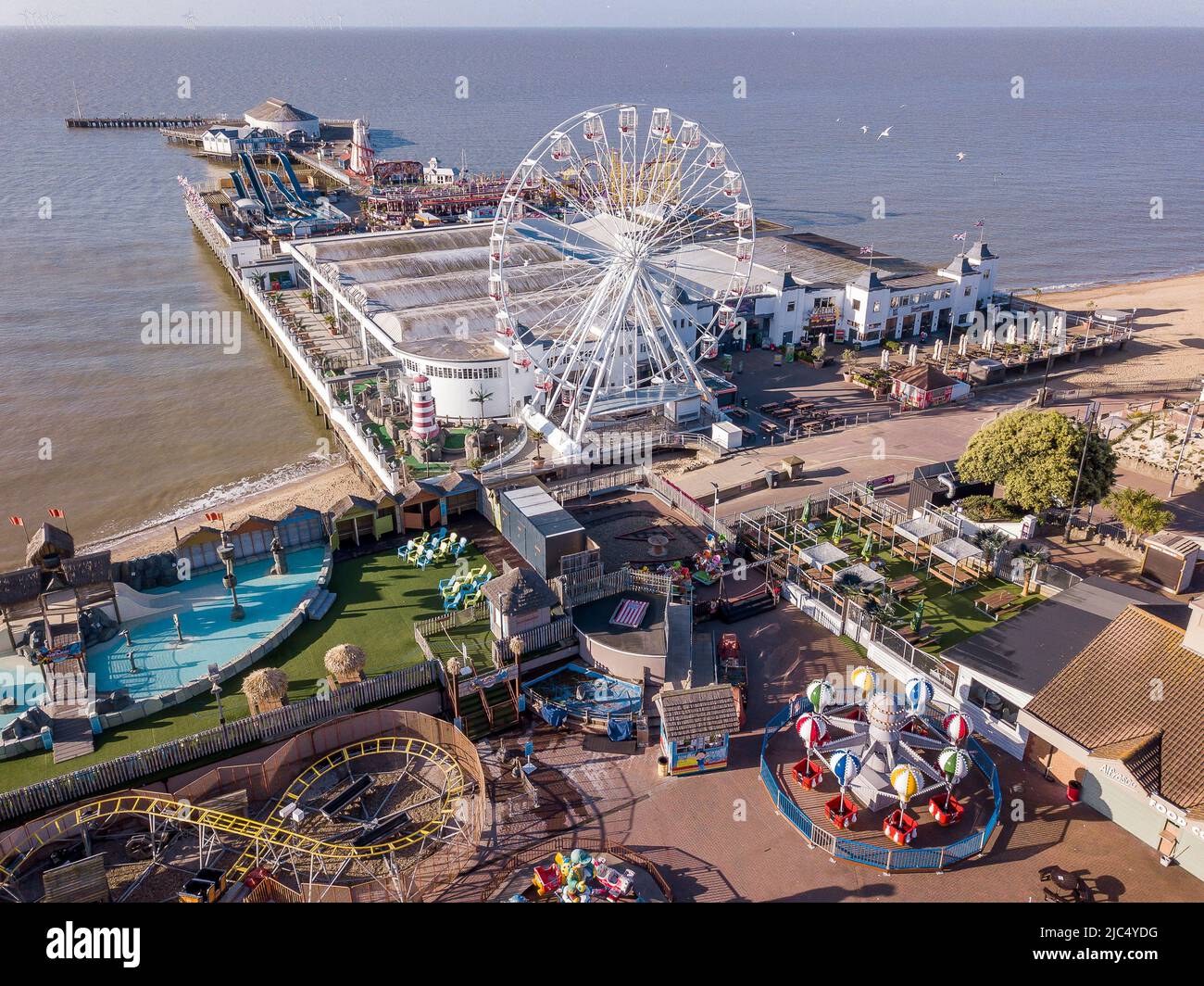 Clacton-on-Sea drone pics of the pier Stock Photo