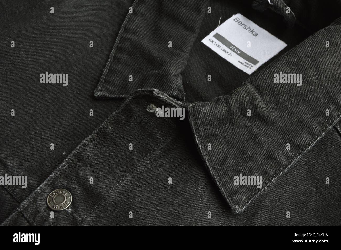 Bershka black jeans denim coat jacket and blank sale tag paper, may 01 2022  Istanbul Maltepe Turkey Stock Photo - Alamy
