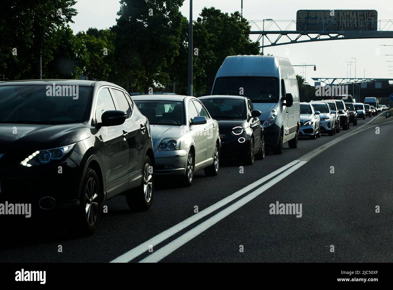 Heavy traffic, Barcelona, Spain. Stock Photo