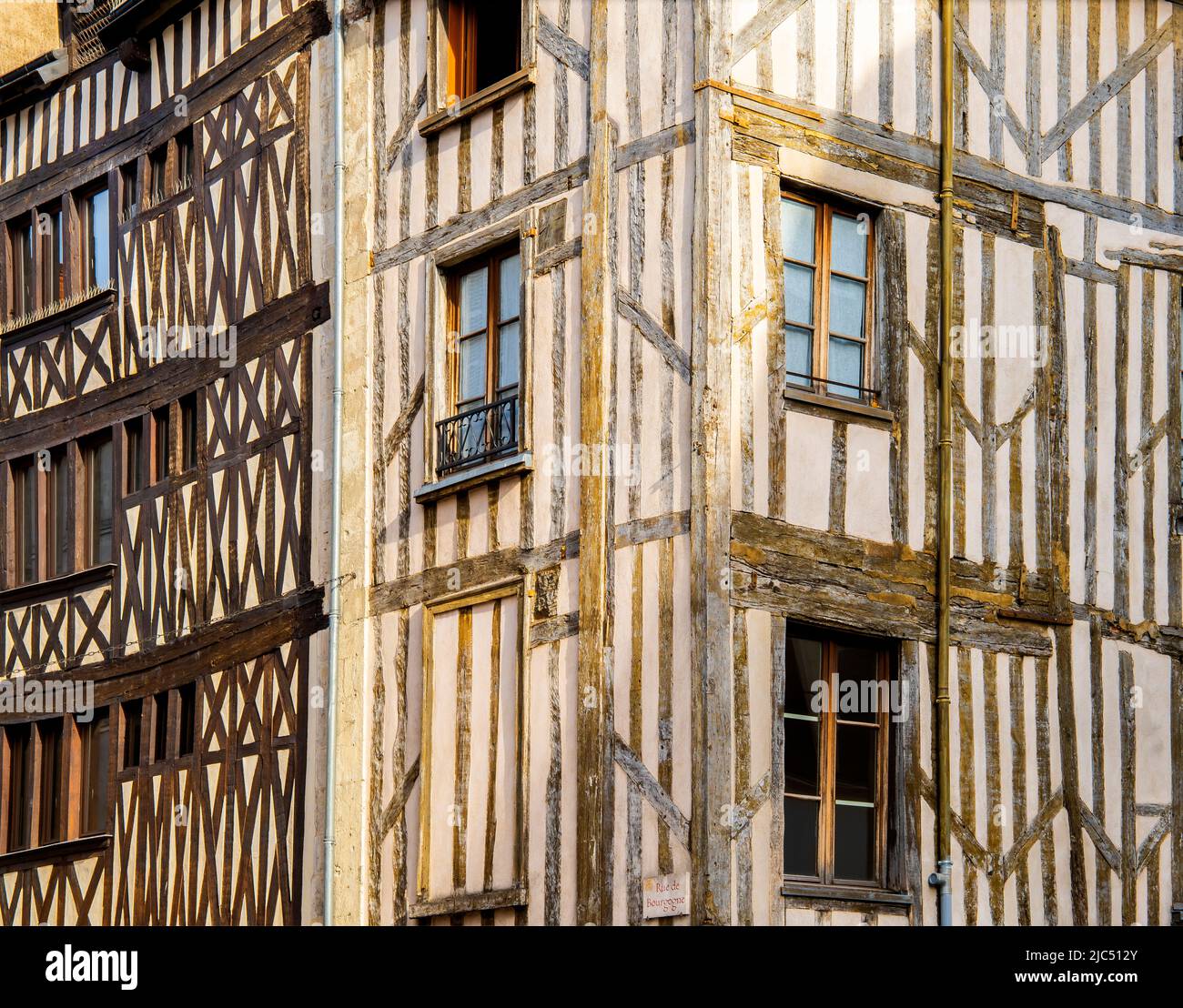 Rue de Bourgogne, traditional houses, Orleans old town, Centre-Val de Loire region; France. Stock Photo