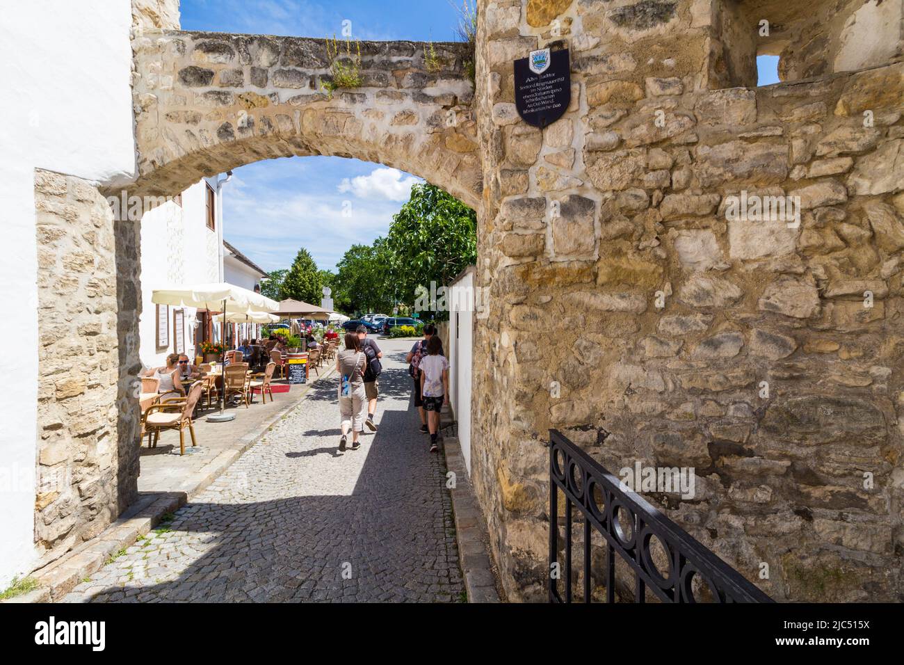 Old town gate of the wall around Rust am See (build in 1512), Rust, Burgenland, Austria Stock Photo