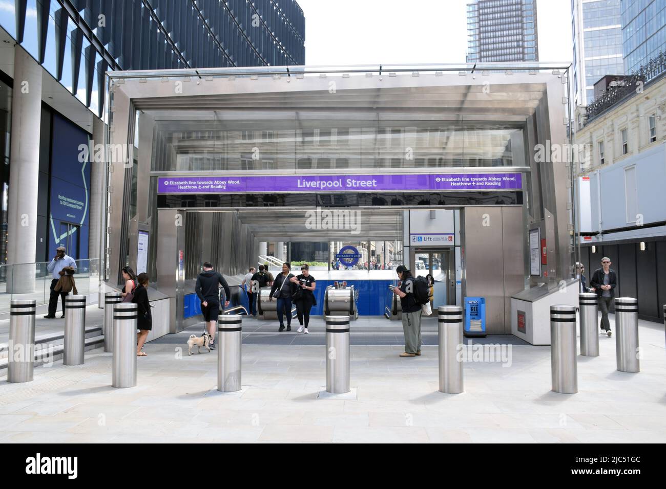 Entrance To New Elizabeth Line Underground Station At Liverpool Street