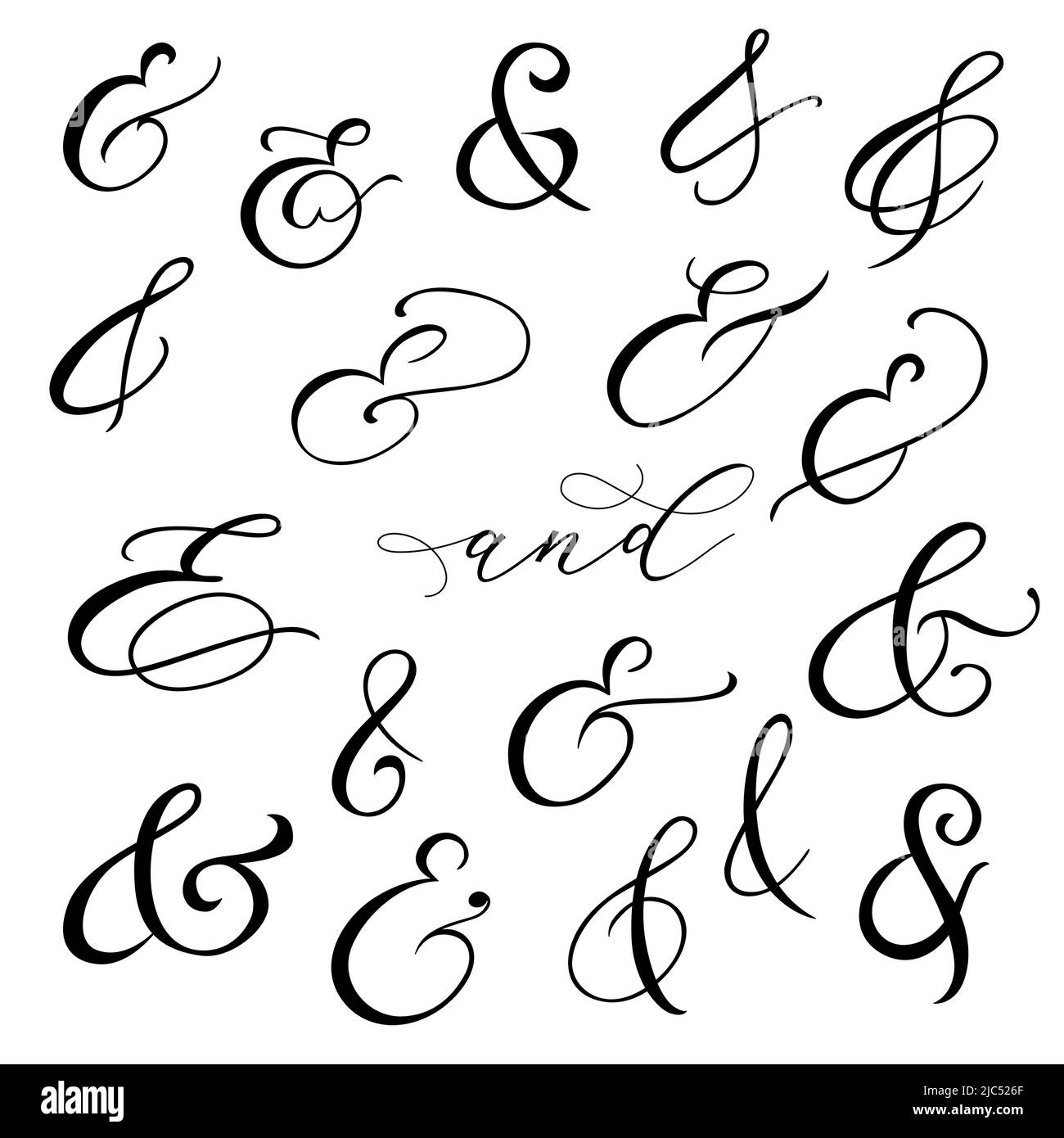 Hand drawn doodle ampersands curves book corners Vector Image