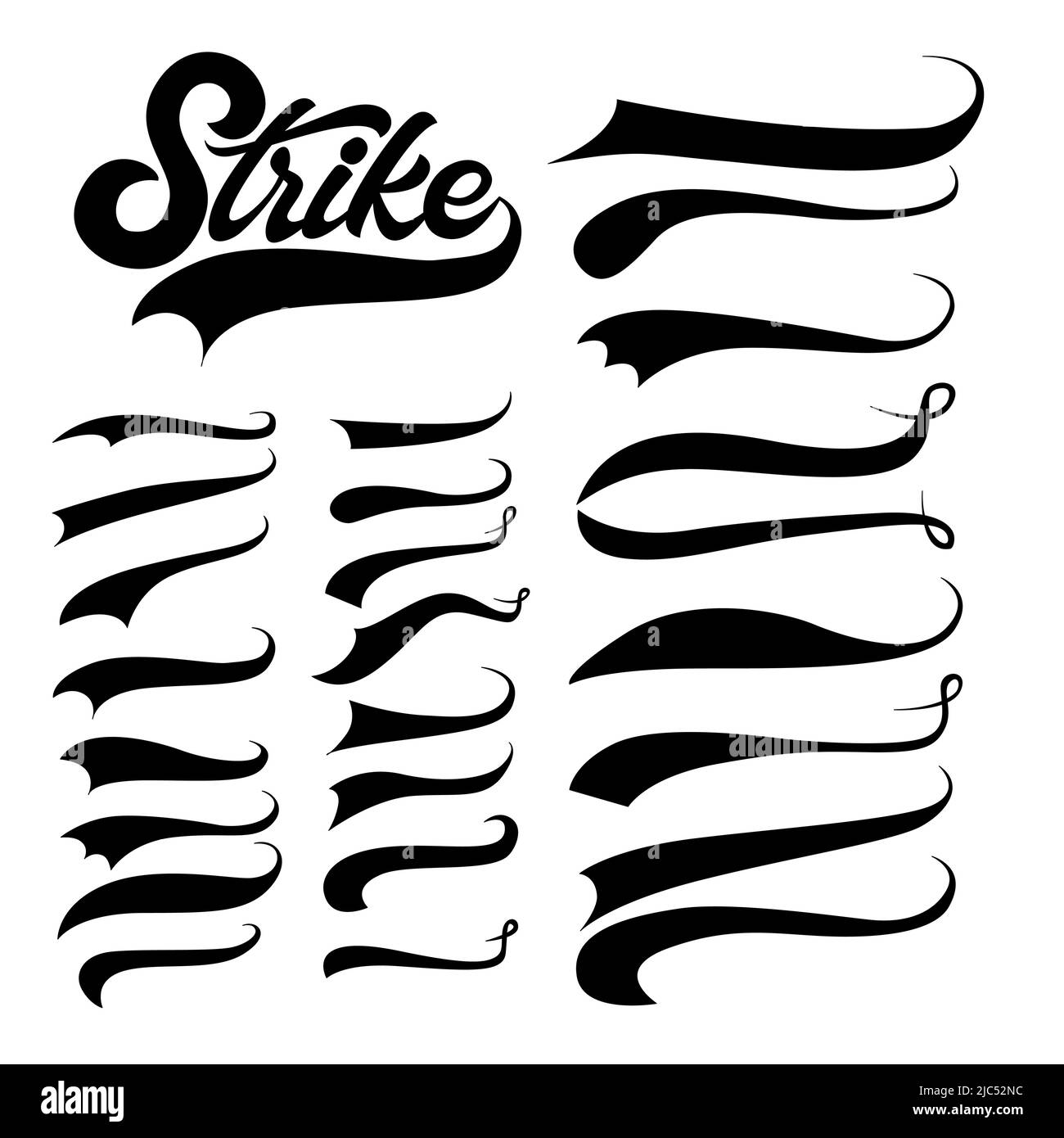 Monochrome swooshes set Royalty Free Vector Image