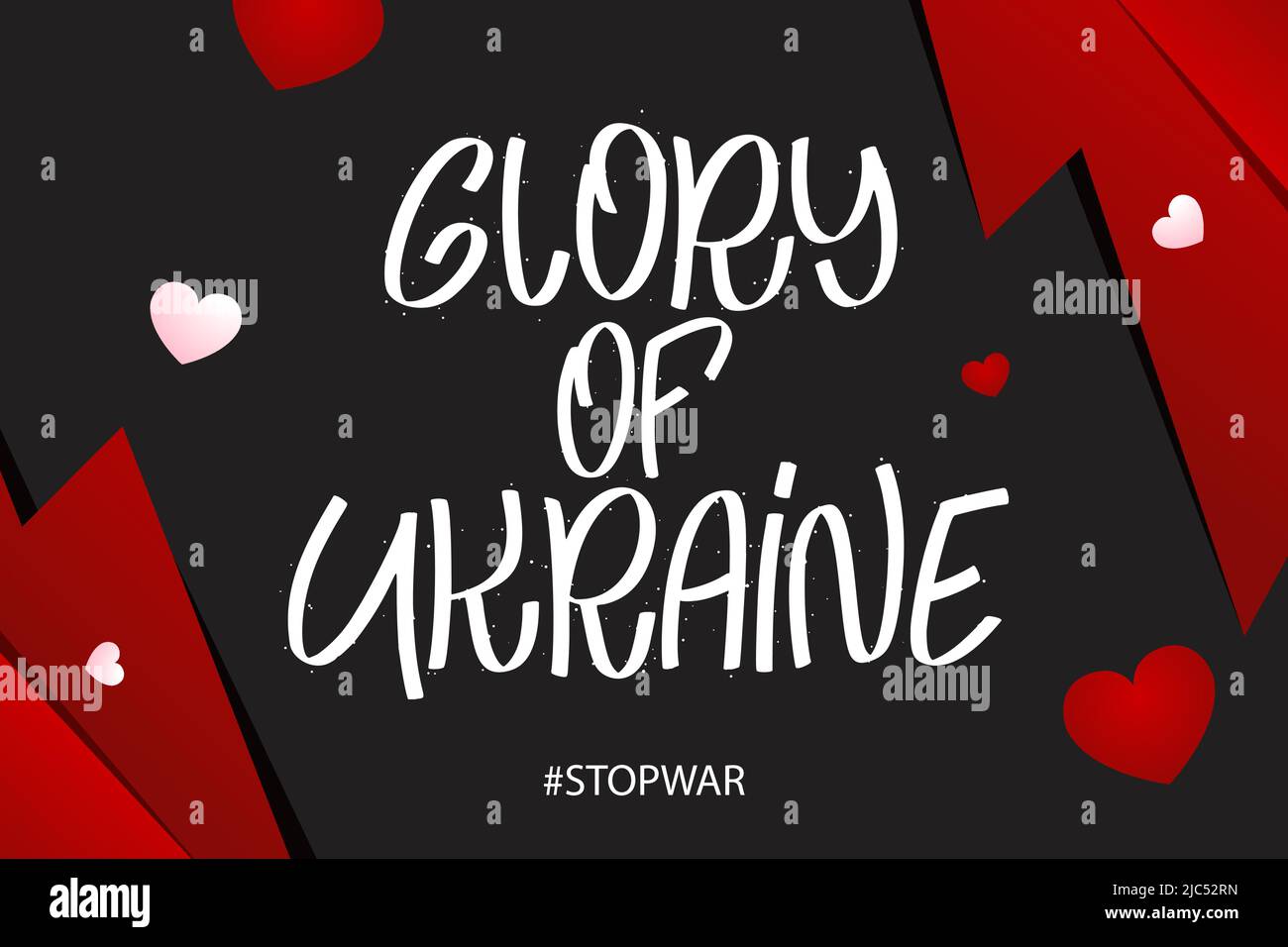 Glory of Ukraine. Stop war. Lettering solidarity poster for glory. Save peace. Vector illustration Stock Vector