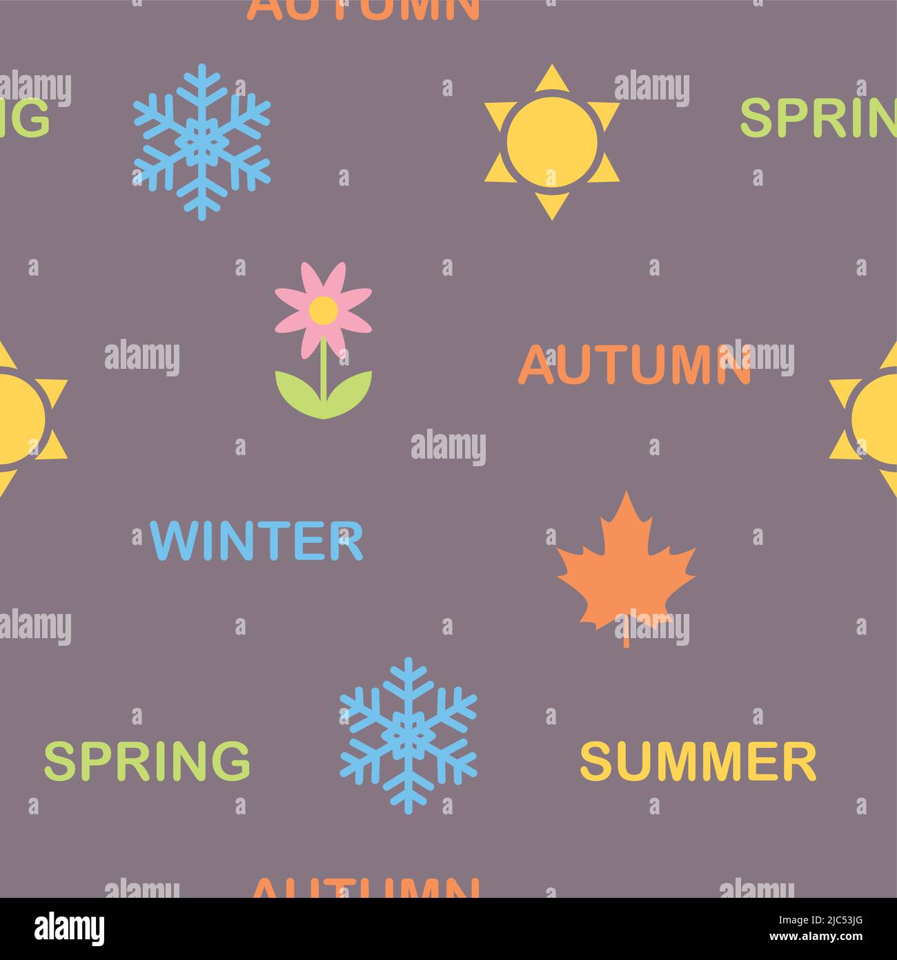seamless pattern four seasons winter spring summer fall Stock Vector