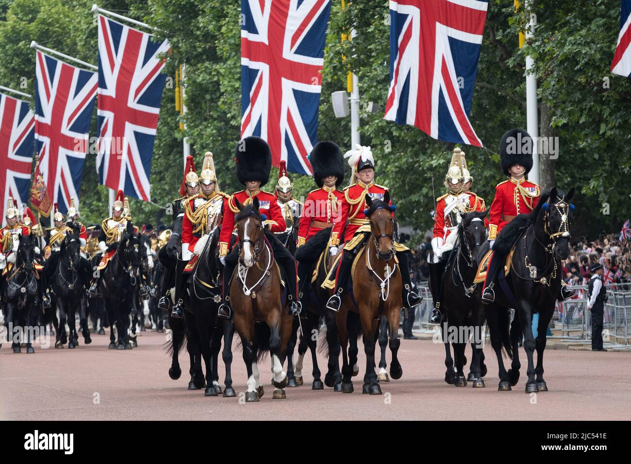 5th June 2022 Officers of the Irish Guards parade along the Mall