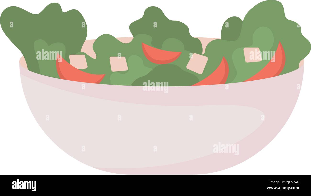 Vegetable salad semi flat color vector object. Full sized item on white.  Dinner served. Healthy and organic food simple cartoon style illustration  for Stock Vector Image \u0026 Art - Alamy, image size:1300x822