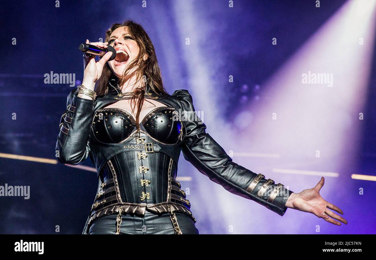 Floor Jansen of rock band Nightwish singing live at Sweden Rock Festival 2022 Stock Photo