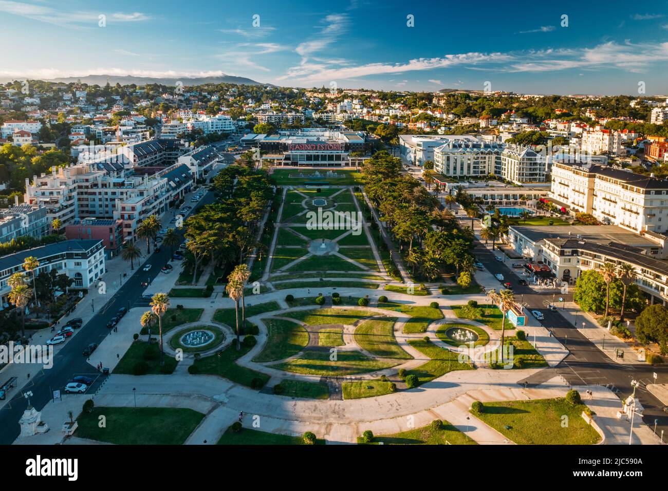 Estoril, Portugal - June 9, 2022: Aerial view from Estoril garden and the  Casino Estoril in the end of the garden Stock Photo - Alamy