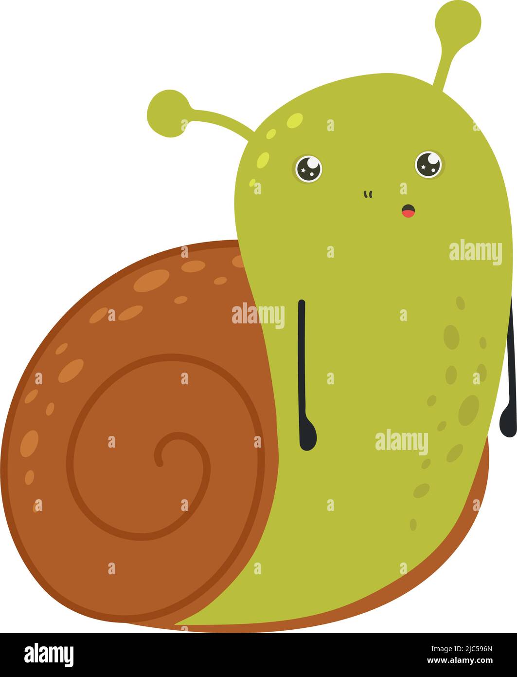 Cute Snail Clipart Isolated on White Background. Funny Clip Art Snail