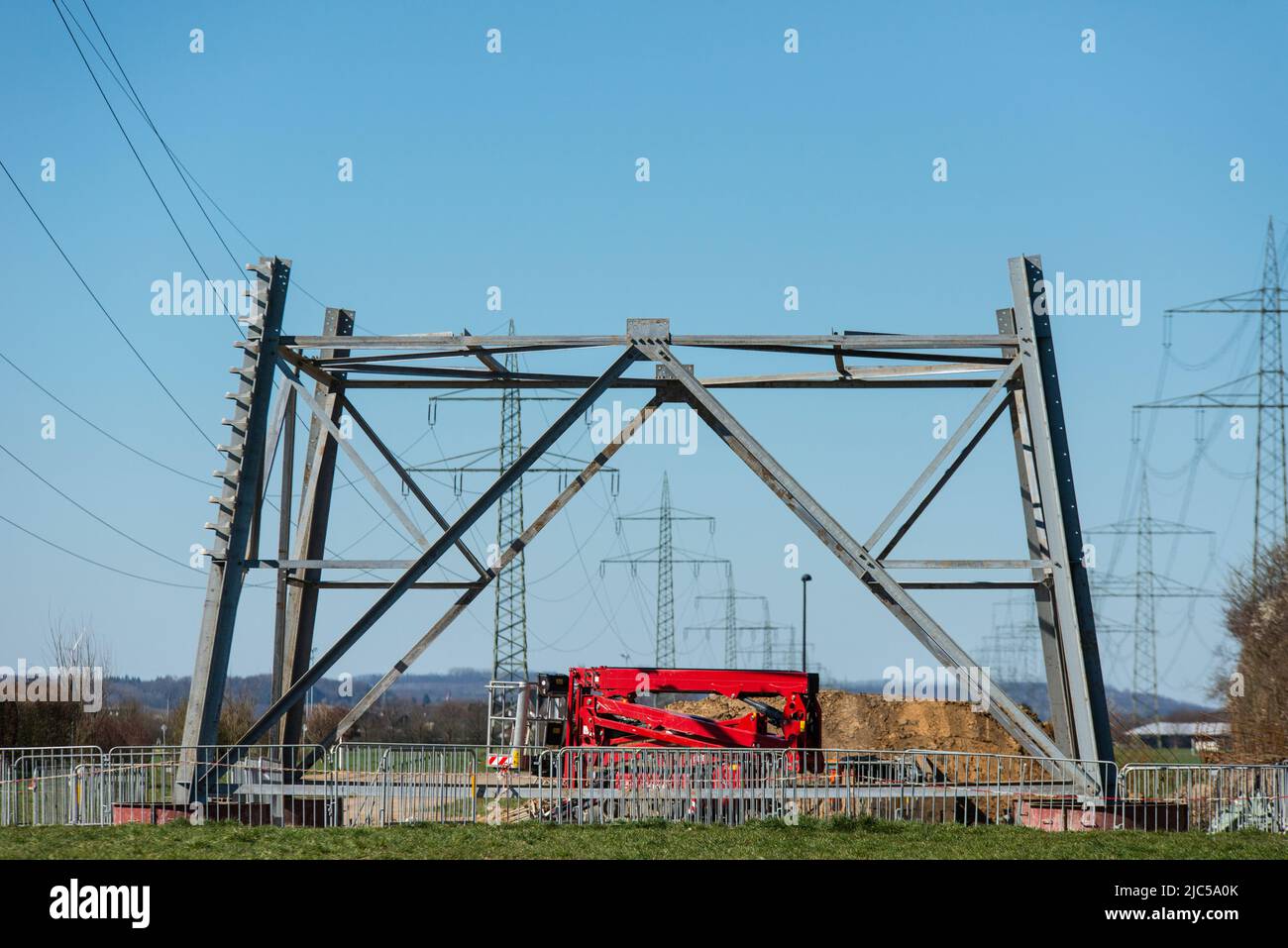 a powerline in construction Stock Photo Alamy