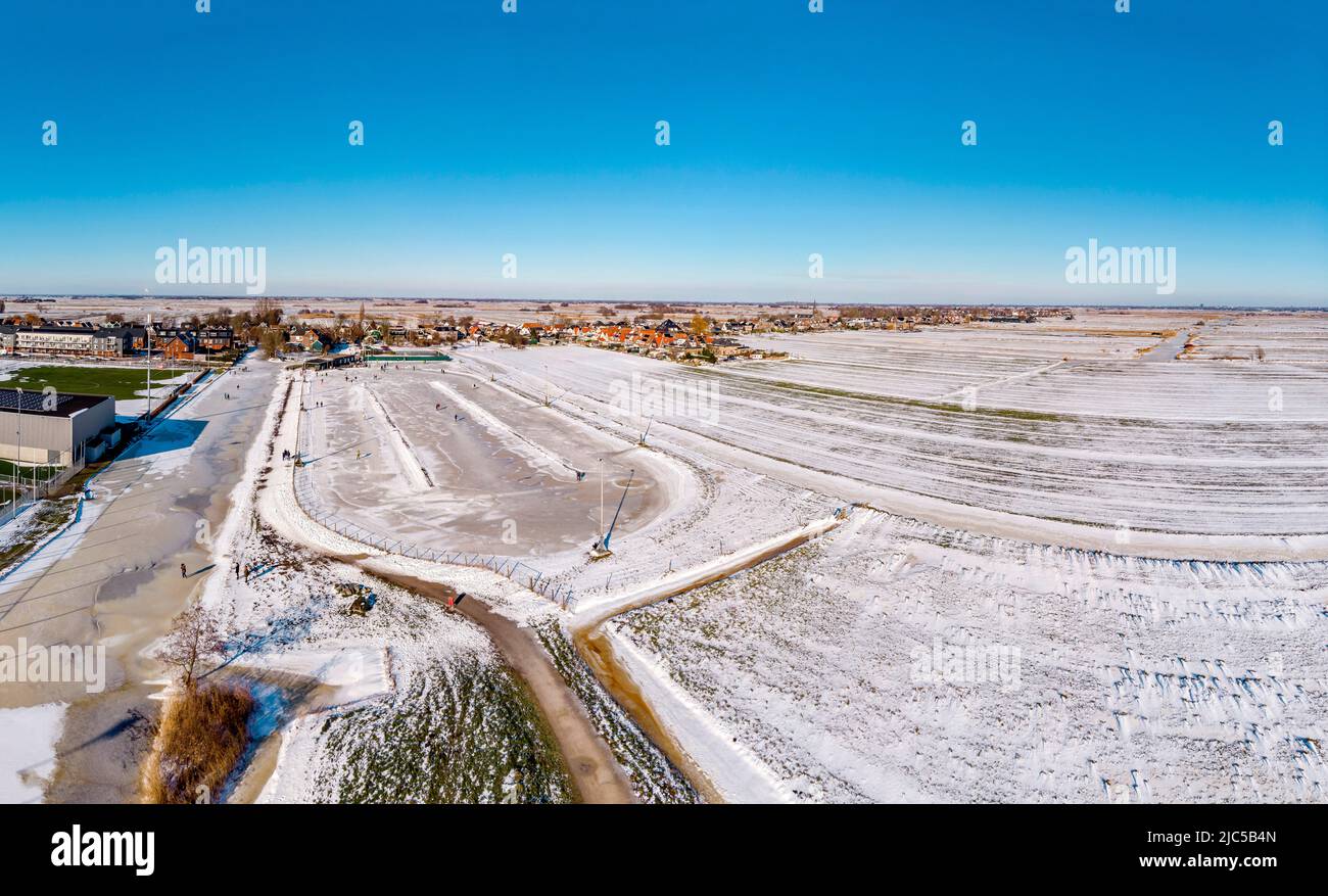 The scating ring *** Local Caption ***  Netherlands,city, village, field, meadow, winter, snow, ice, ,Wormer,   Noord-Holland , Netherlands, city, vil Stock Photo