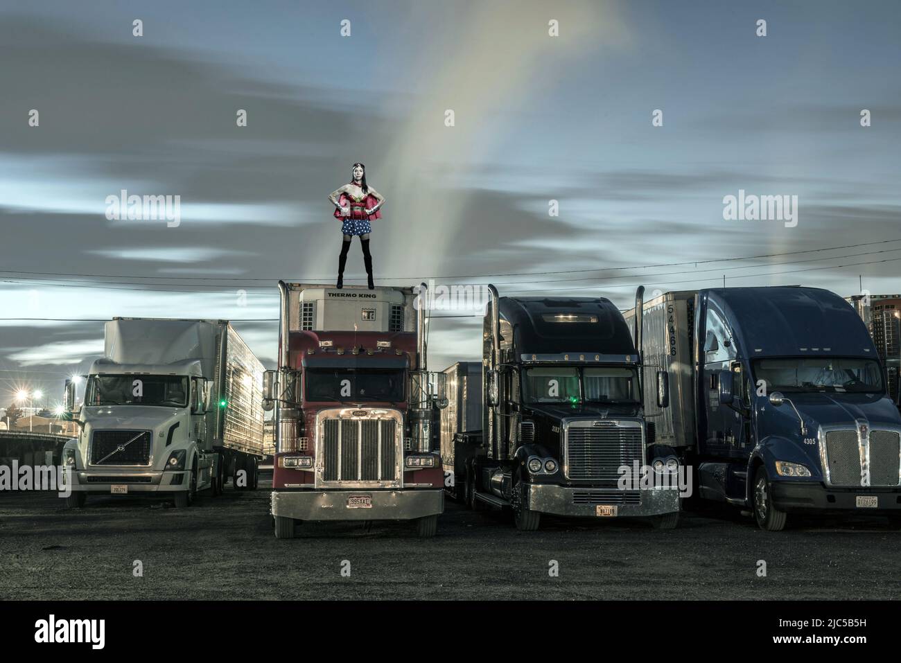 American Dreamscapes Wonder Woman *** Local Caption ***  American Dreamscapes, Wonder Woman, truck stop, power, female, comic, american, powerful, ico Stock Photo