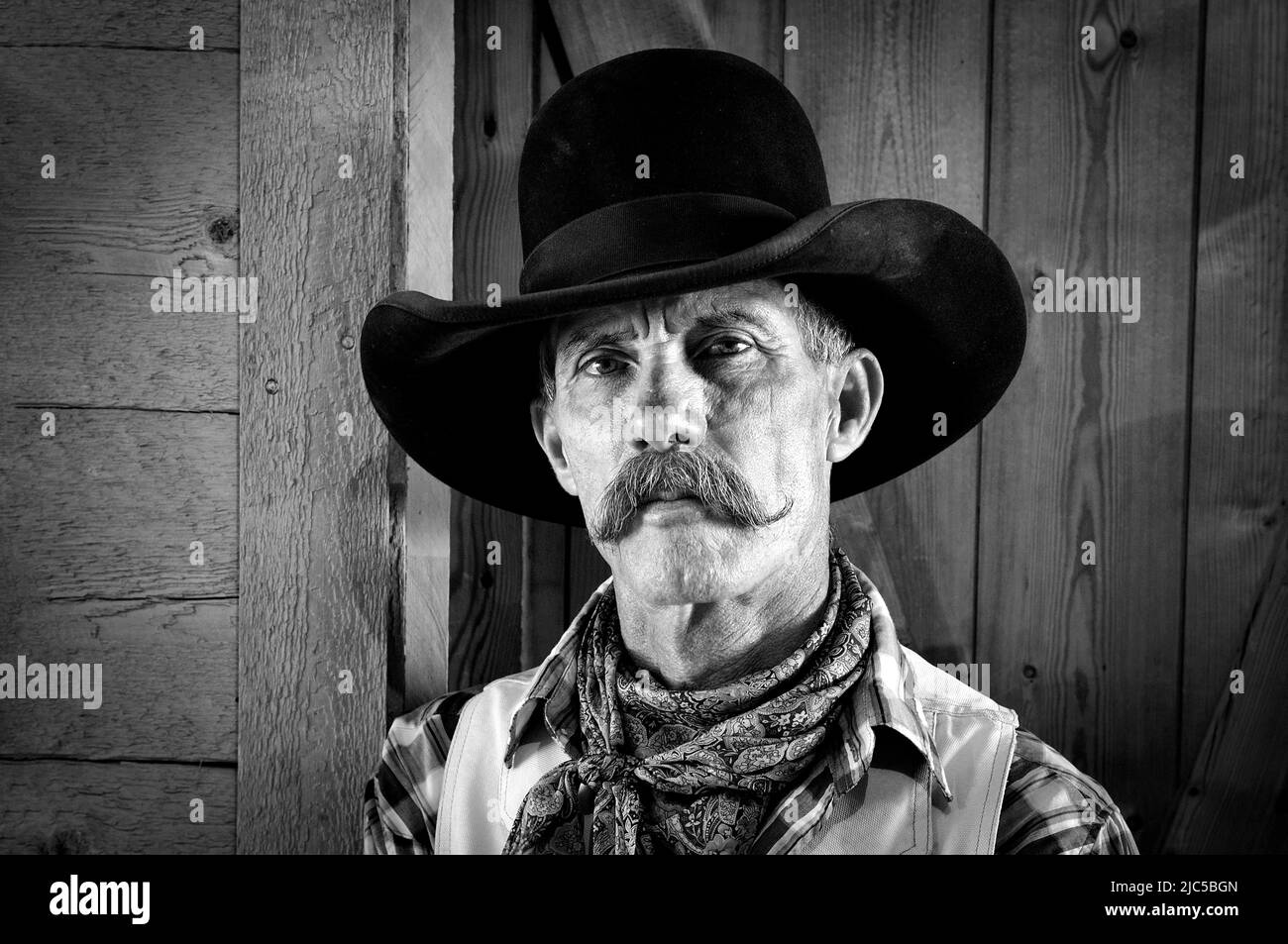 USA, Rocky Mountains, Wyoming, Sublette County, Pinedale, Flying A Ranch, Cowboy Portrait MR *** Local Caption ***  USA, Rocky Mountains, Wyoming, Sub Stock Photo