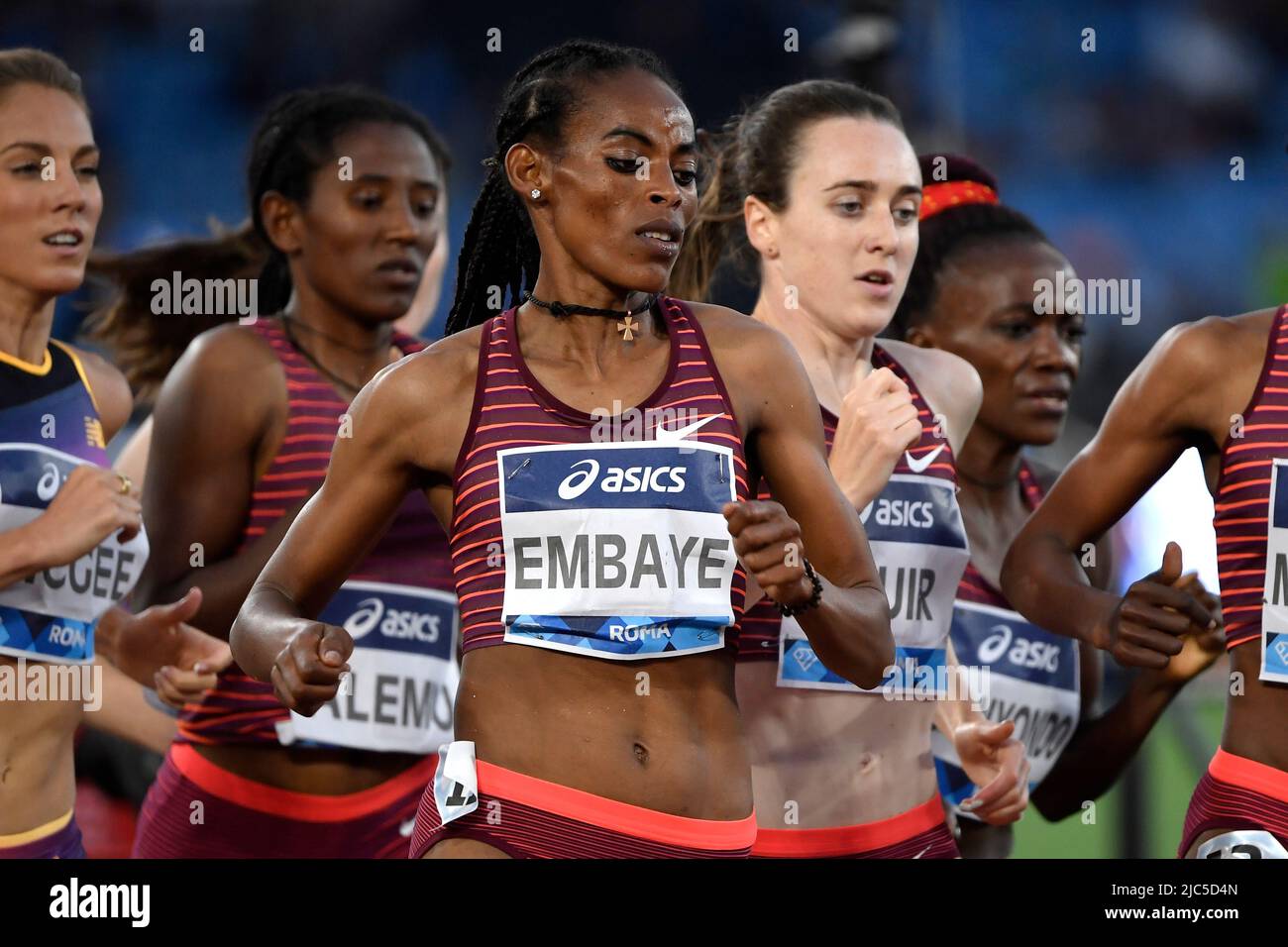 Axumawit Embaye of Ethiopia competes in the 1500m women during the IAAF Diamond League Golden Gala meeting at Olimpic stadium in Rome (Italy), June 9t Stock Photo