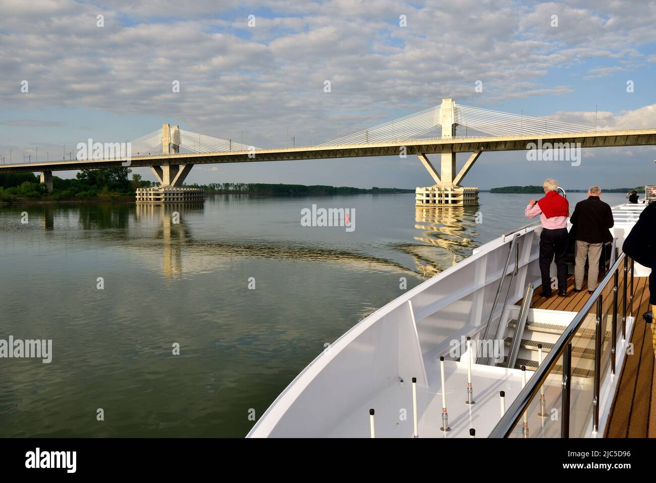 Donaubrücke 2, Brücke Neues Europa, Donau, bei Vidin, von Kreuzfahrtschiff, Rumänien Stock Photo