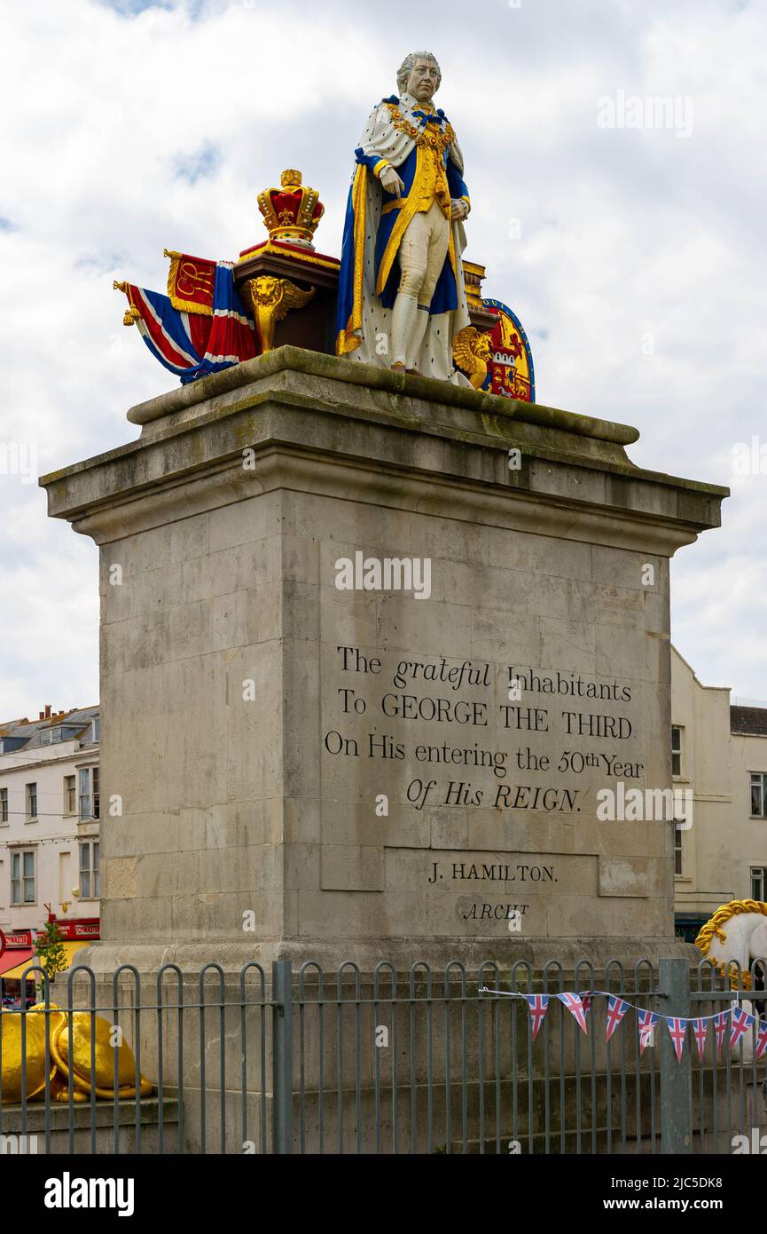 King 3rd Tribute Statue, Weymouth Stock Photo Alamy