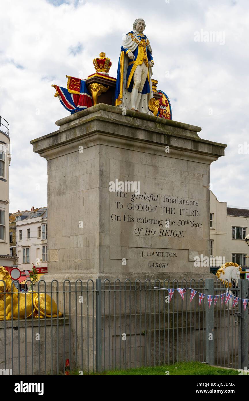 King 3rd Tribute Statue, Weymouth Stock Photo Alamy
