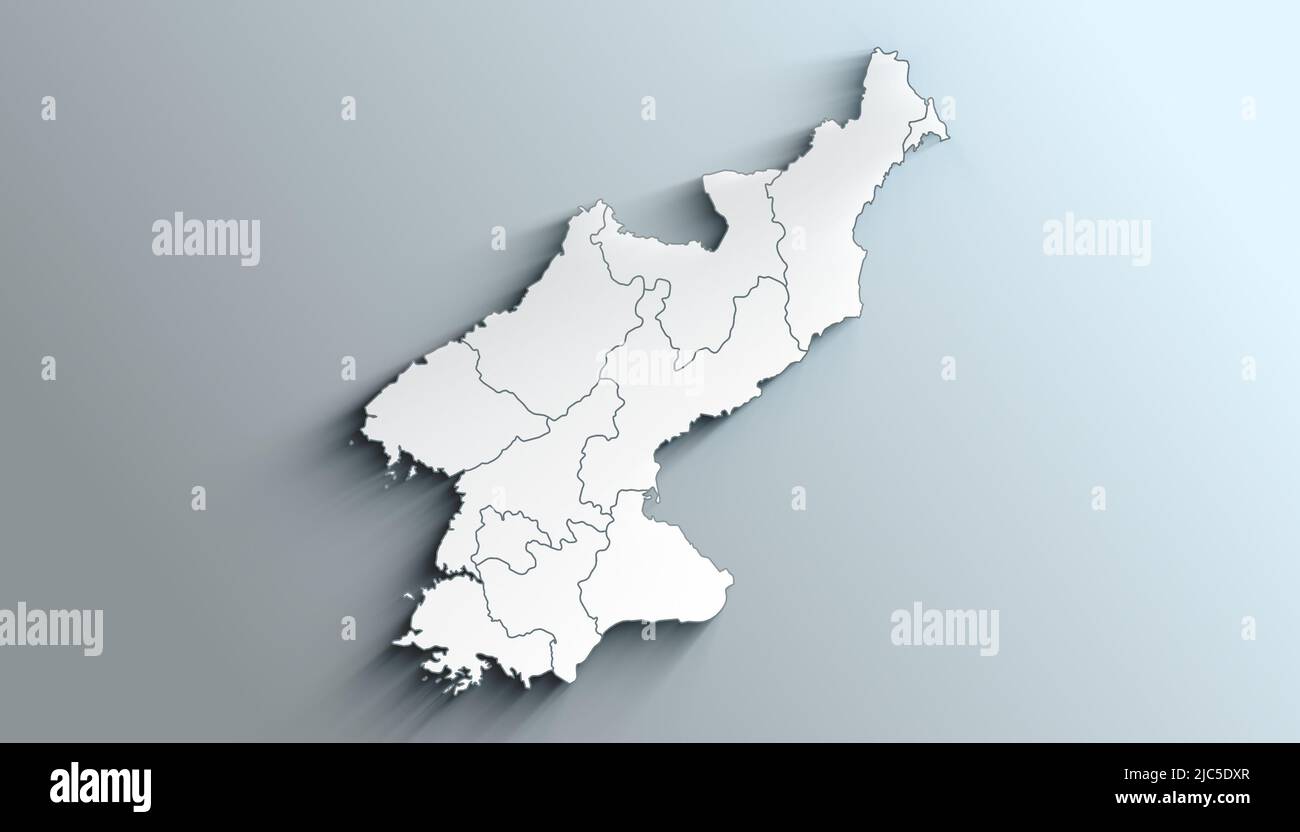 Country Political Geographical Map of North Korea with Provinces with