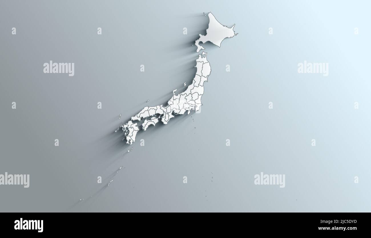 Country Political Geographical Map of Japan with Prefectures with ...