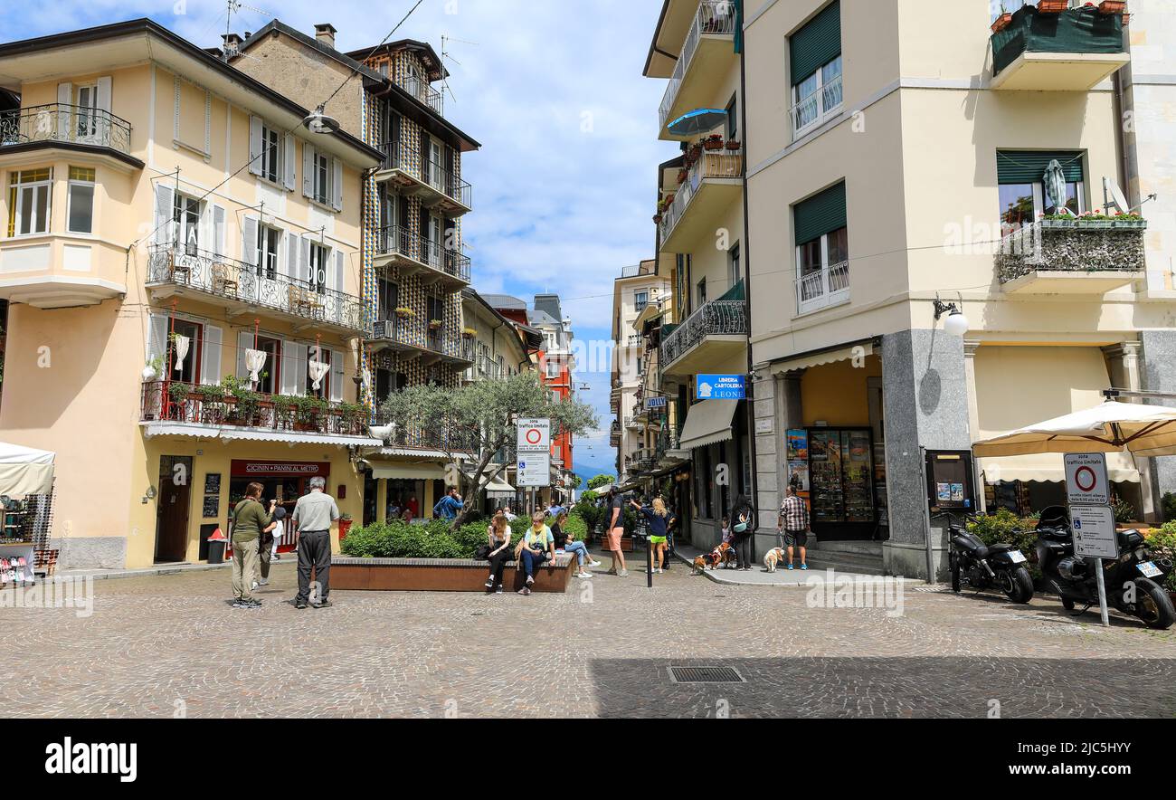 Via Principe Tomaso, Stresa, Lake Maggiore, Italy Stock Photo