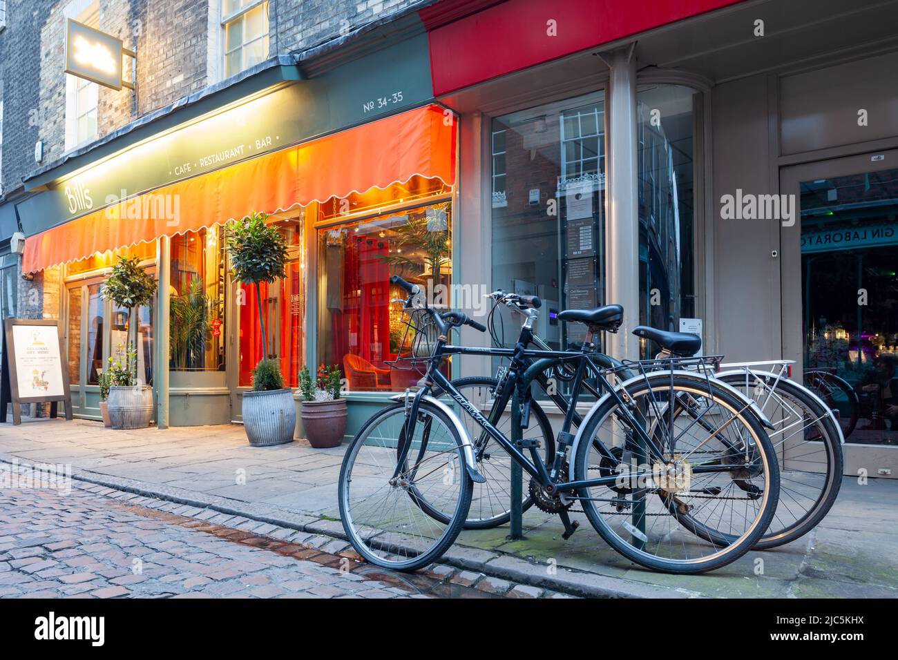 Bicycles parked in Cambridge city centre, England. Stock Photo