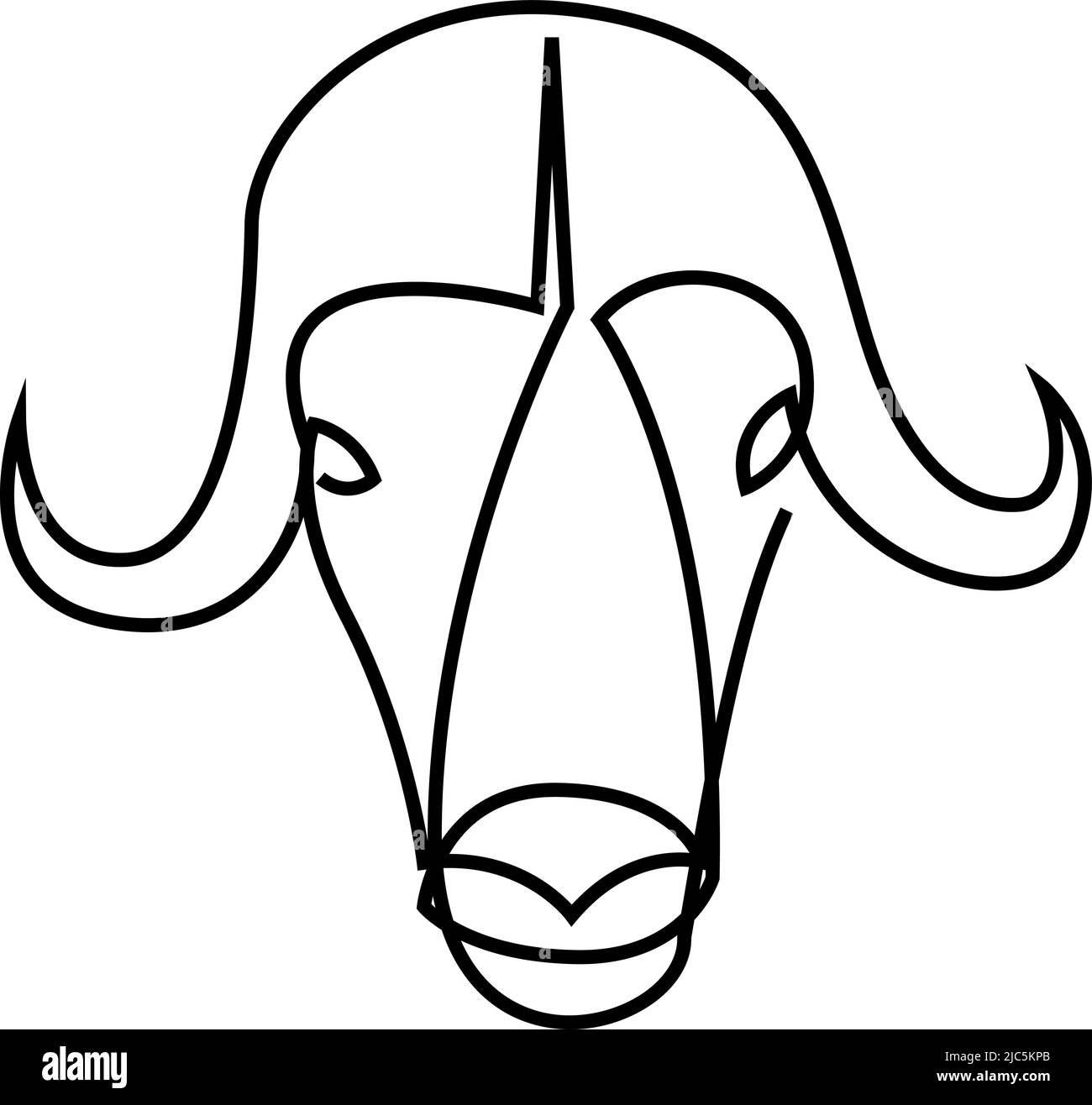 Continuous line musk ox logo. Bull single line vector illustration Stock Vector