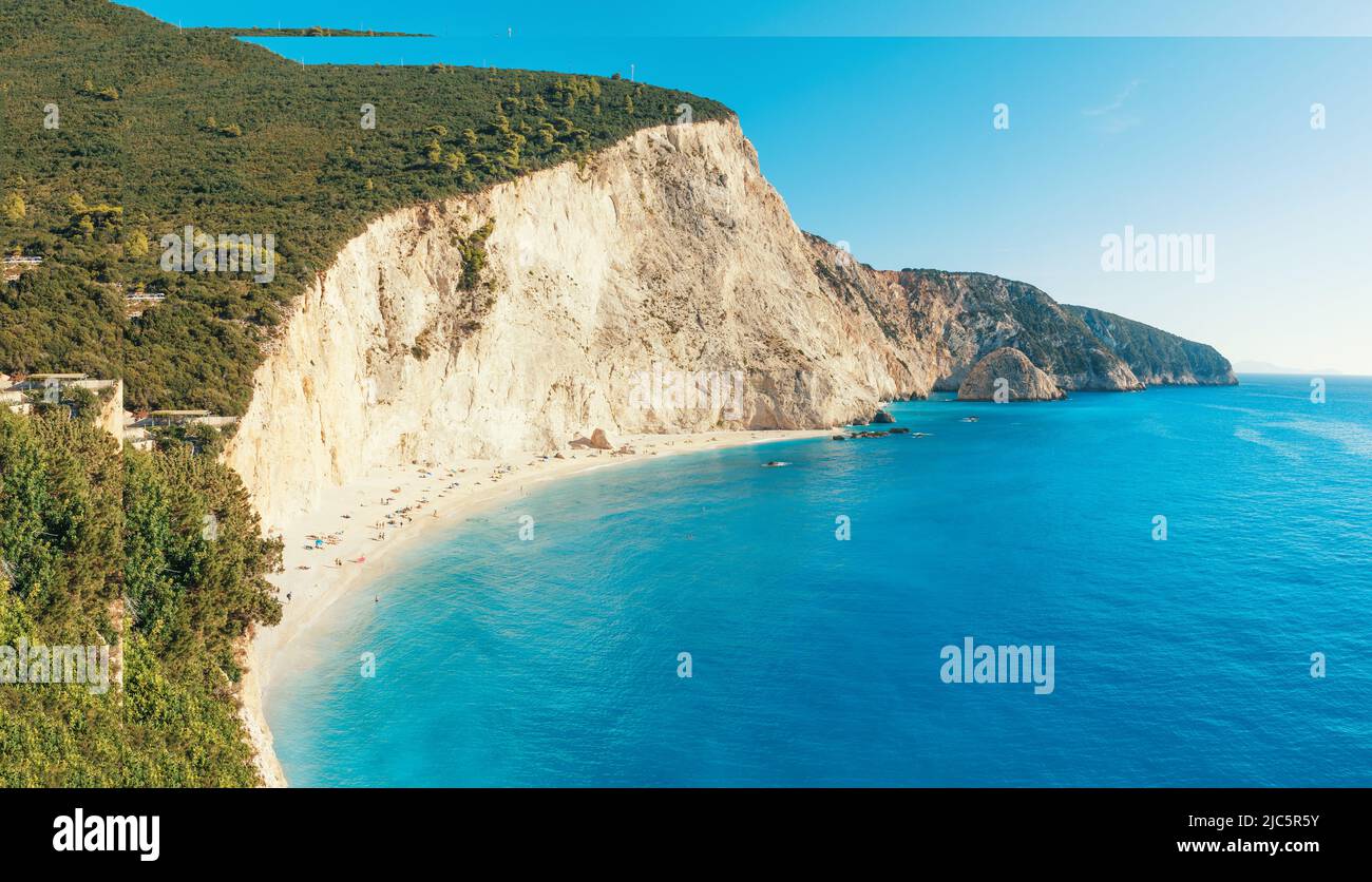 Most beautiful beaches of Greece series - Porto Katsiki in Lefkada. Ionian islands Stock Photo