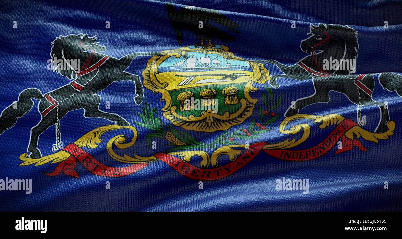 Pennsylvania state flag background illustration, USA symbol backdrop. Stock Photo