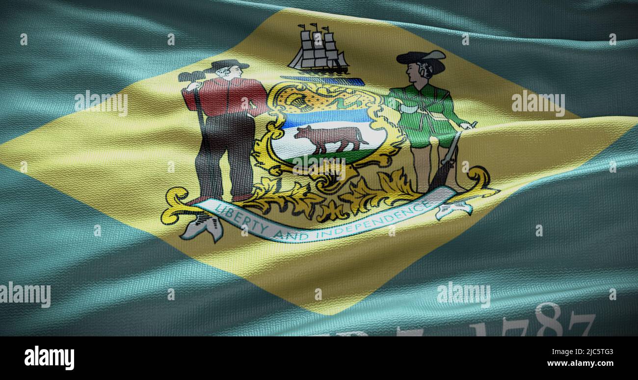 Delaware state flag background illustration, USA symbol backdrop. Stock Photo